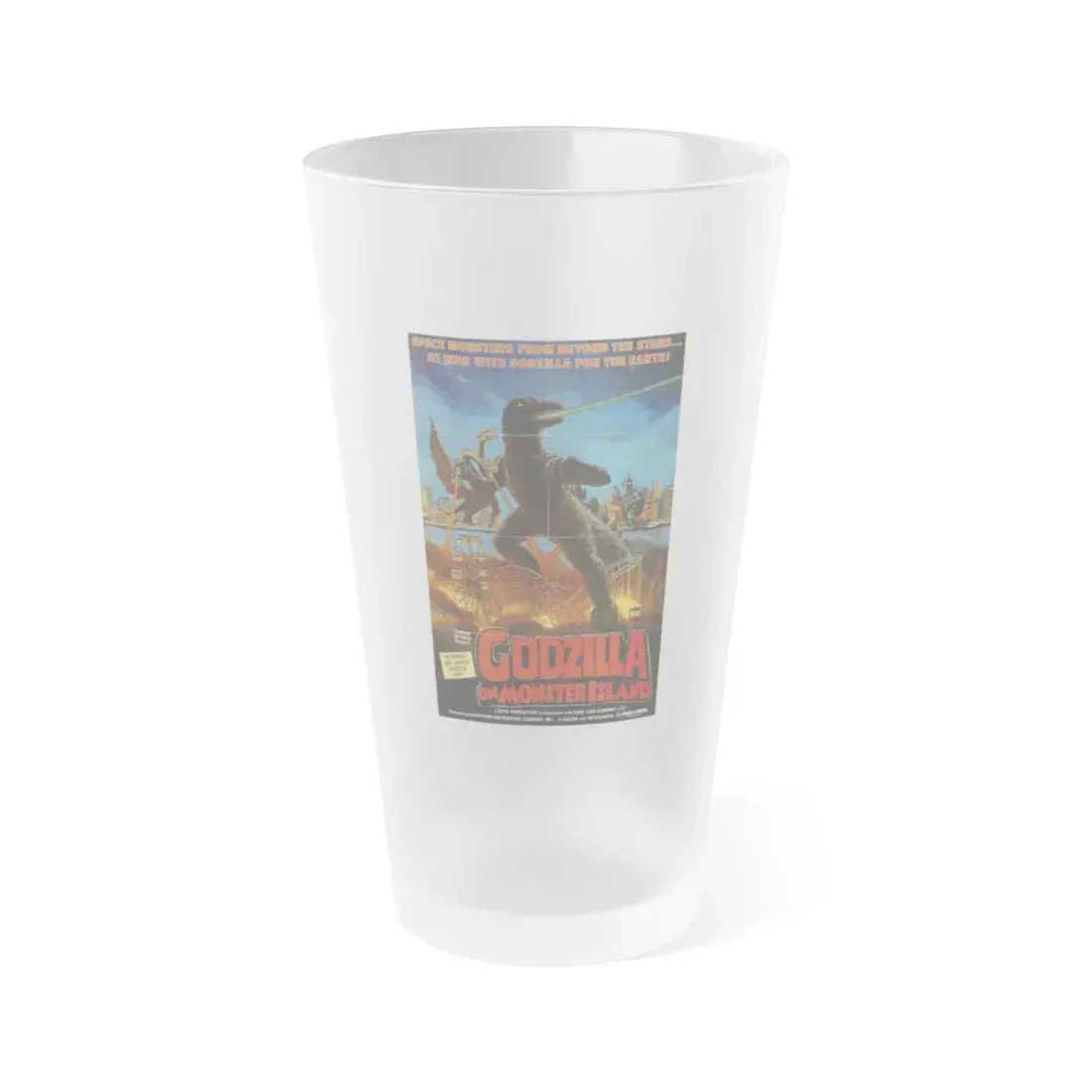 GODZILLA ON MONSTER ISLAND 1972 Movie Poster - Frosted Pint Glass 16oz Default Title - Go Mug Yourself