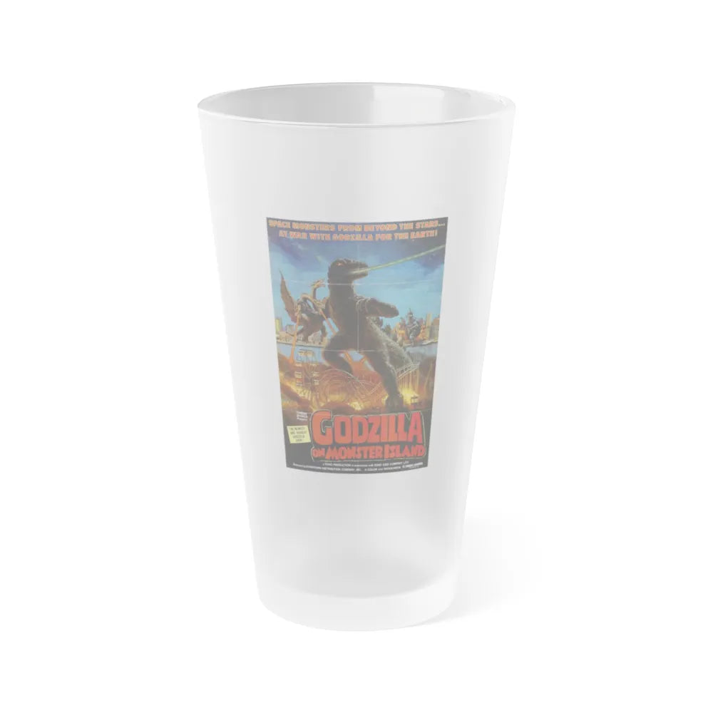 GODZILLA ON MONSTER ISLAND 1972 Movie Poster - Frosted Pint Glass 16oz-Go Mug Yourself