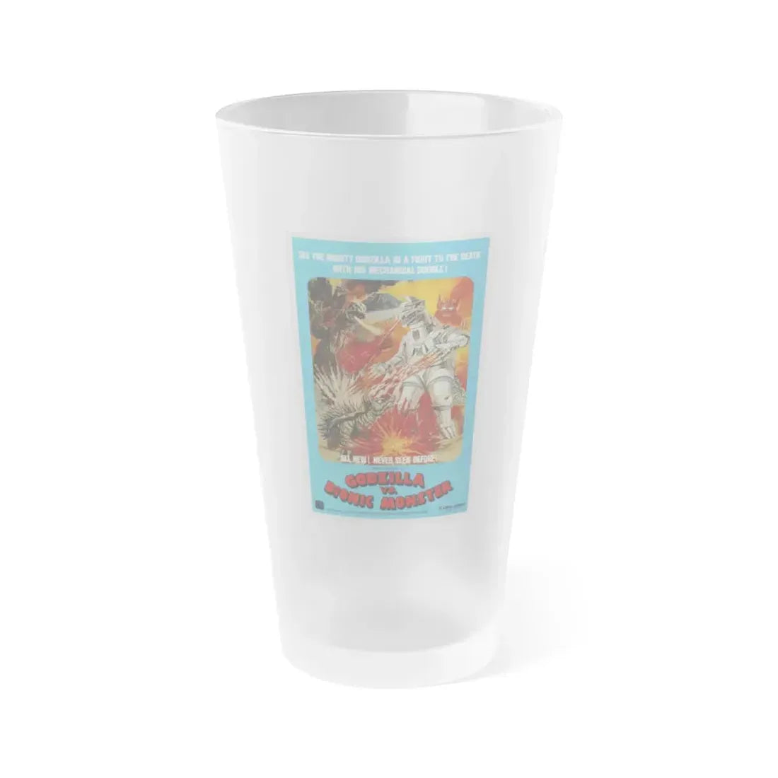 GODZILLA VS BIONIC MONSTER (GODZILLA VS MECHAGODZILLA) 1974 Movie Poster - Frosted Pint Glass 16oz Default Title - Go Mug Yourself