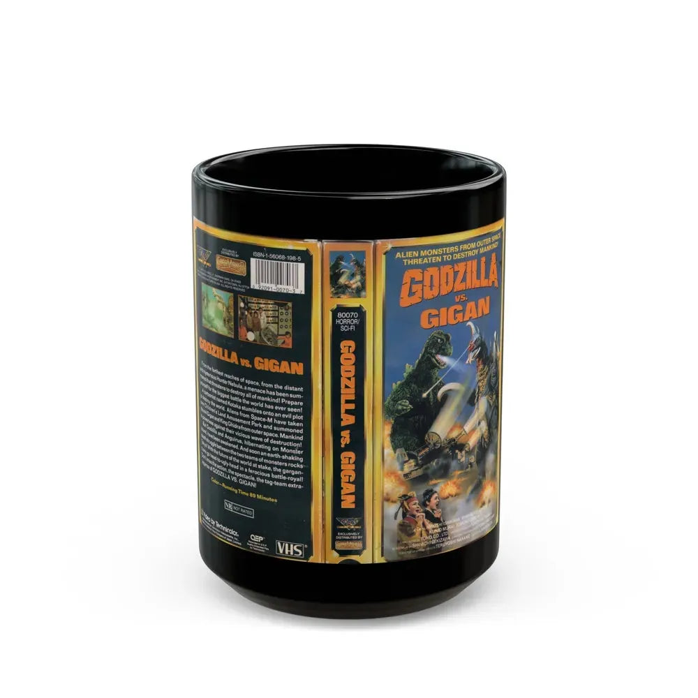 GODZILLA VS GIGAN (VHS COVER) - Black Coffee Mug 15oz - Go Mug Yourself