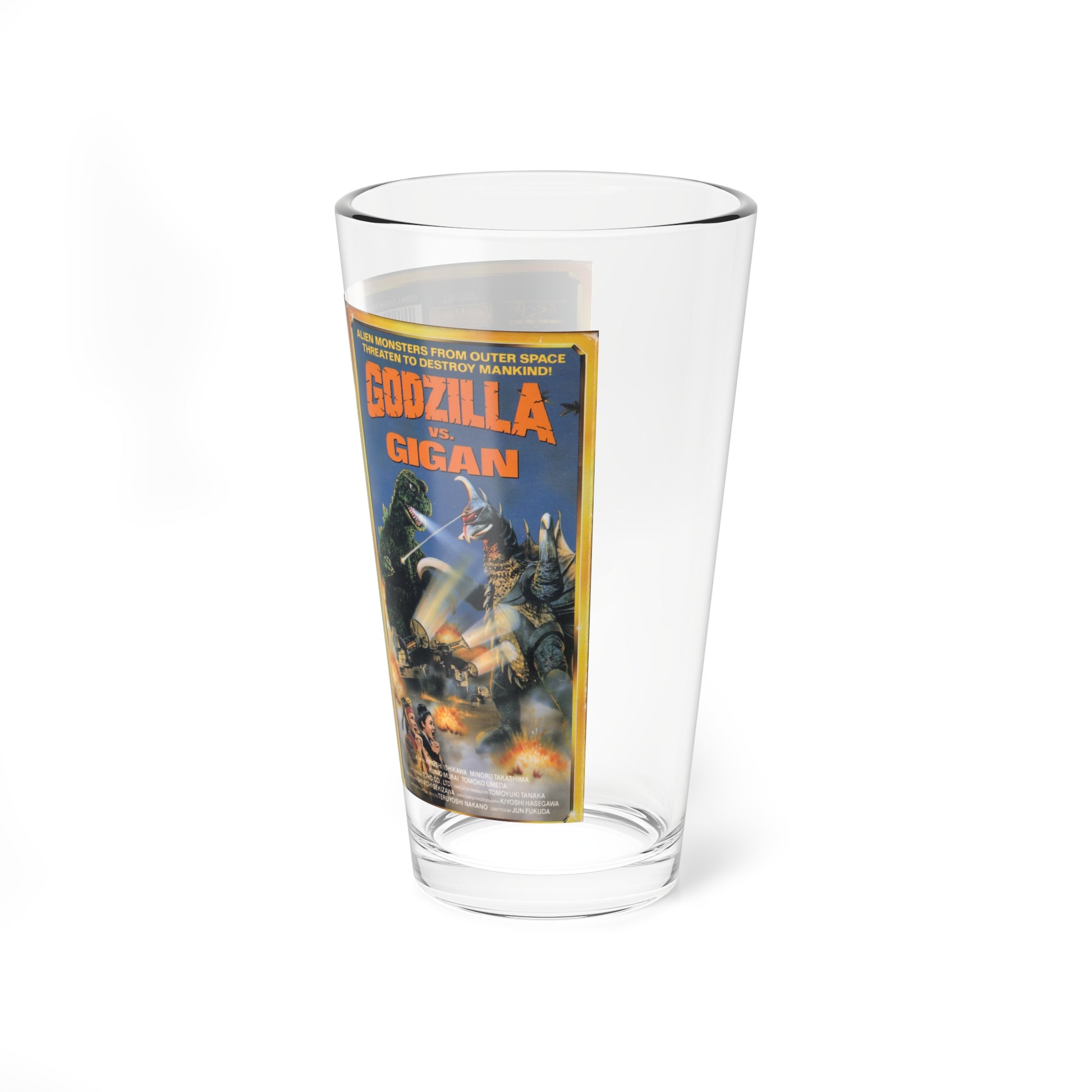 GODZILLA VS GIGAN (VHS COVER) Pint Glass 16oz-Go Mug Yourself