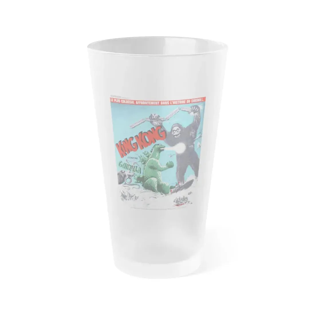 GODZILLA VS KING KONG (FRENCH) 1963 Movie Poster - Frosted Pint Glass 16oz Default Title - Go Mug Yourself