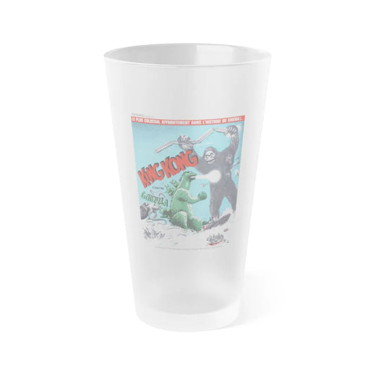 GODZILLA VS KING KONG (FRENCH) 1963 Movie Poster - Frosted Pint Glass 16oz-Go Mug Yourself