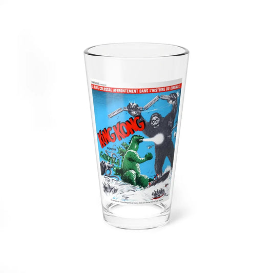 GODZILLA VS KING KONG (FRENCH) 1963 Movie Poster - Pint Glass 16oz-16oz-Go Mug Yourself