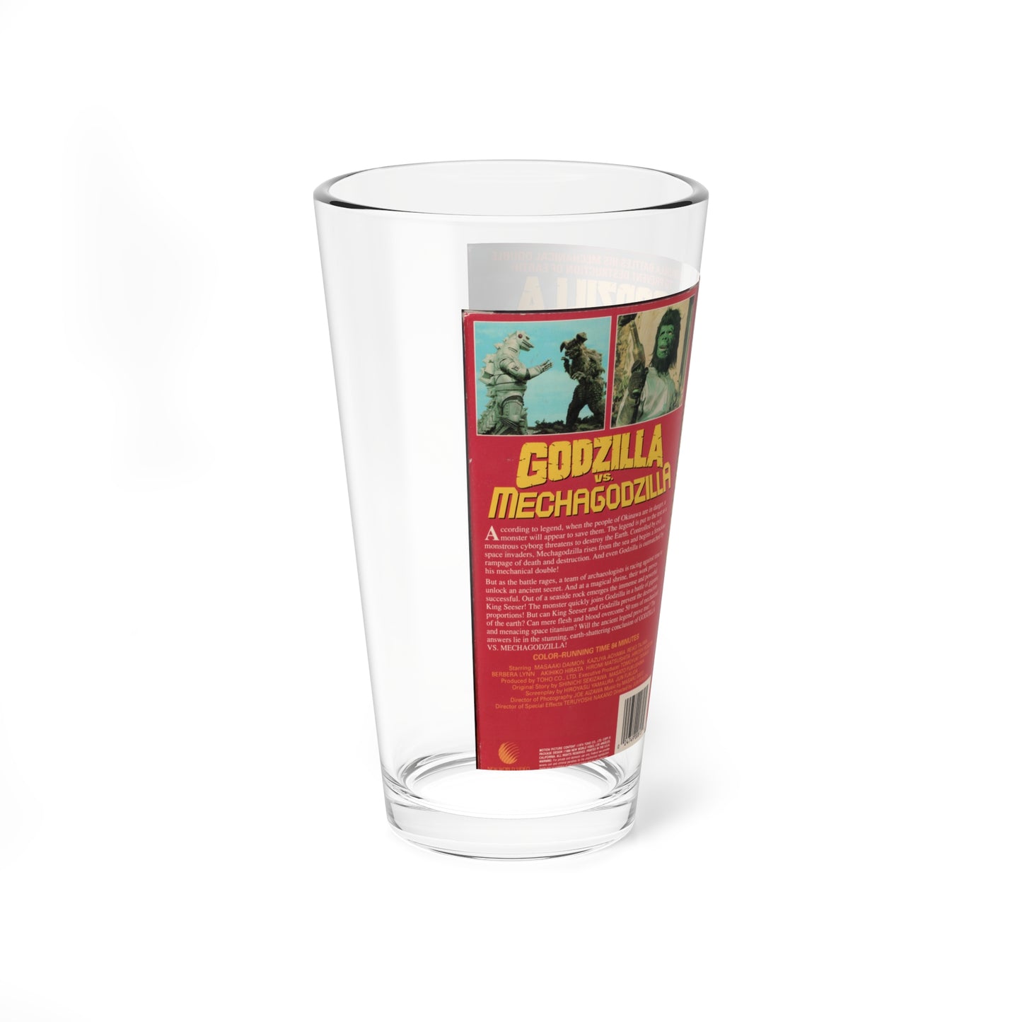 GODZILLA VS MECHAGODZILLA (VHS COVER) Pint Glass 16oz-Go Mug Yourself