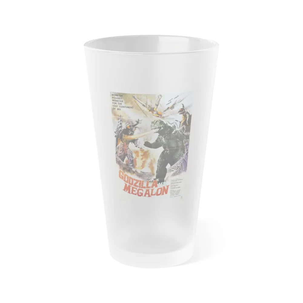 GODZILLA VS MEGALON (2) 1973 Movie Poster - Frosted Pint Glass 16oz-Go Mug Yourself