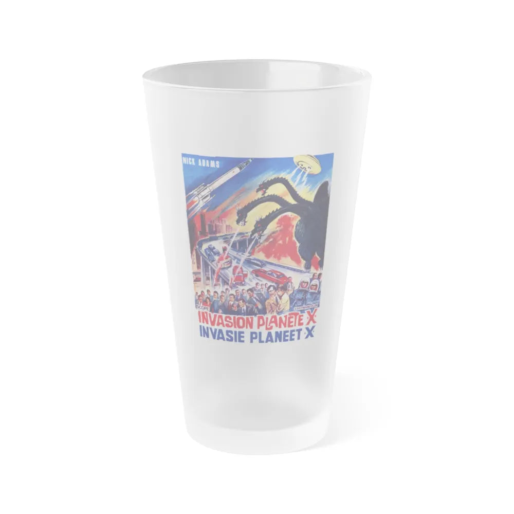 GODZILLA VS MONSTER ZERO (BELGIAN) 1965 Movie Poster - Frosted Pint Glass 16oz-16oz-Frosted-Go Mug Yourself