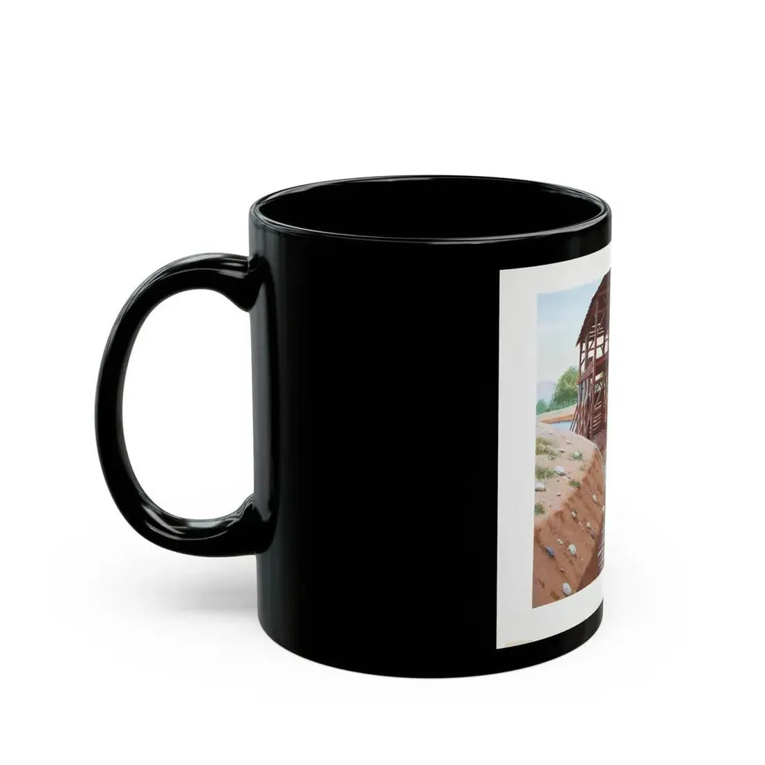 Gold Discovered at Sutter's Mill Illustration (1978) - Black Coffee Mug - Go Mug Yourself