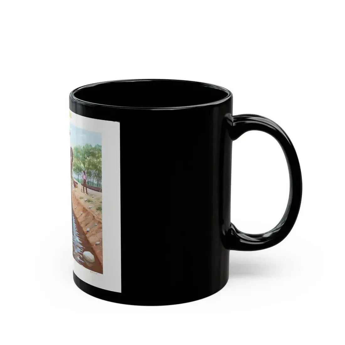 Gold Discovered at Sutter's Mill Illustration (1978) - Black Coffee Mug - Go Mug Yourself