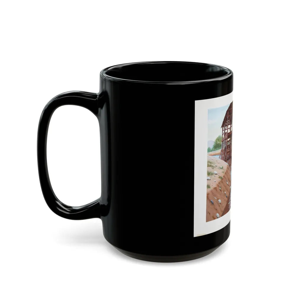 Gold Discovered at Sutter's Mill Illustration (1978) - Black Coffee Mug-Go Mug Yourself