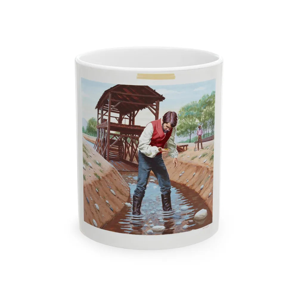 Gold Discovered at Sutter's Mill Illustration (1978) - White Coffee Mug-11oz-Go Mug Yourself