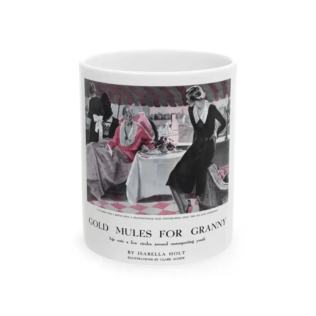 Gold Mules for Granny (1), Pictorial Review, August 1930 - White Coffee Mug 11oz - Go Mug Yourself