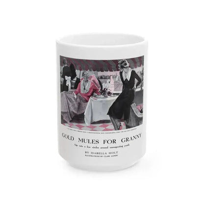 Gold Mules for Granny (1), Pictorial Review, August 1930 - White Coffee Mug 15oz - Go Mug Yourself