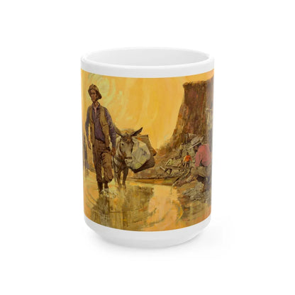 Gold Seekers Rush to California, Great Moments in American History illustration, 1965 - White Coffee Mug-15oz-Go Mug Yourself