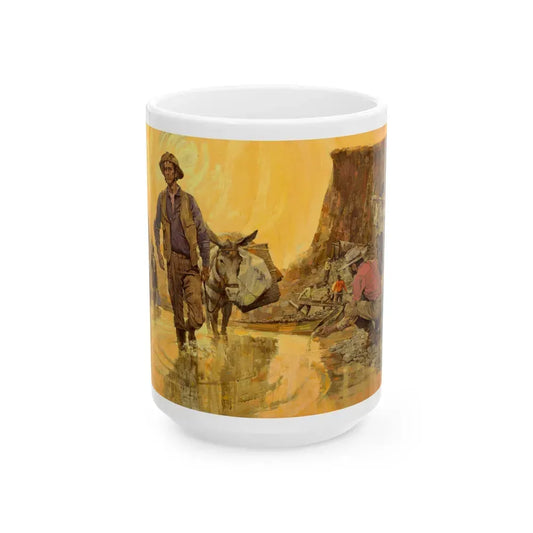 Gold Seekers Rush to California, Great Moments in American History illustration, 1965 - White Coffee Mug 15oz - Go Mug Yourself