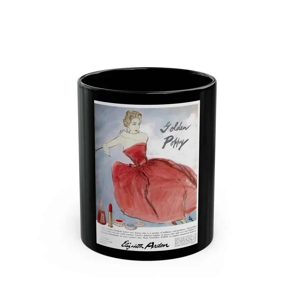 Golden Poppy, Elizabeth Arden advertisement, 1957 - Black Coffee Mug-11oz-Go Mug Yourself