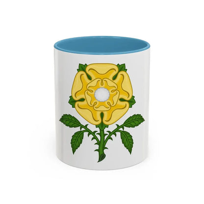 Golden Rose Badge - Accent Coffee Mug 11oz Light Blue - Go Mug Yourself