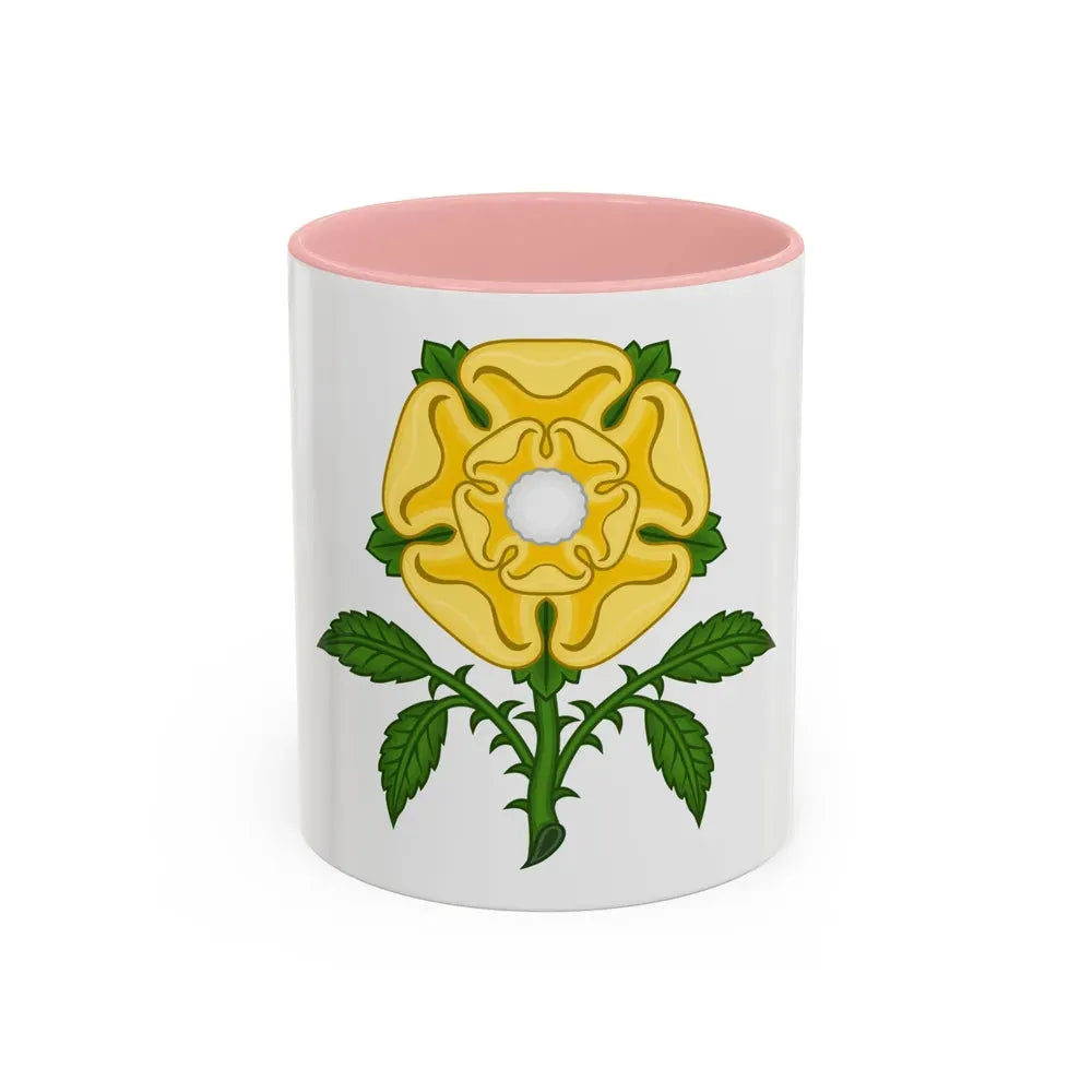 Golden Rose Badge - Accent Coffee Mug 11oz Pink - Go Mug Yourself