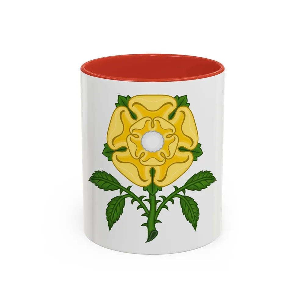 Golden Rose Badge - Accent Coffee Mug 11oz Red - Go Mug Yourself