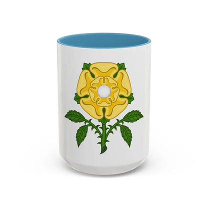 Golden Rose Badge - Accent Coffee Mug 15oz Light Blue - Go Mug Yourself
