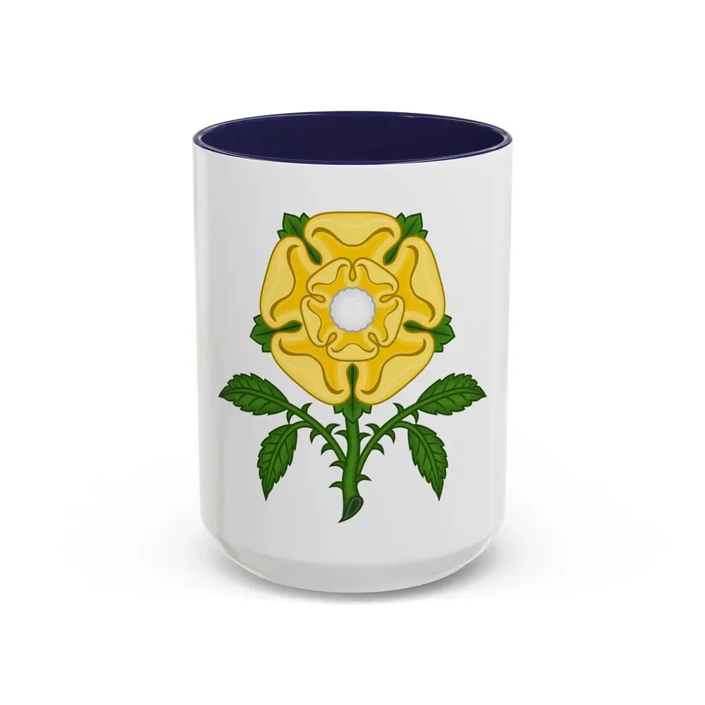 Golden Rose Badge - Accent Coffee Mug 15oz Navy - Go Mug Yourself