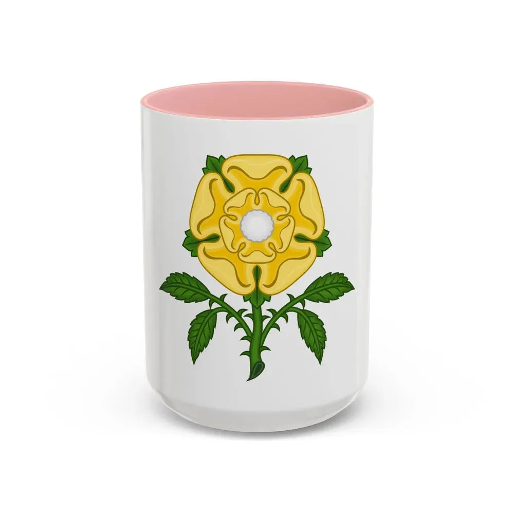 Golden Rose Badge - Accent Coffee Mug 15oz Pink - Go Mug Yourself