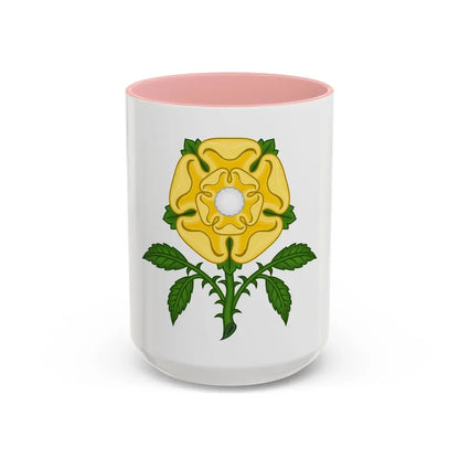 Golden Rose Badge - Accent Coffee Mug 15oz Pink - Go Mug Yourself