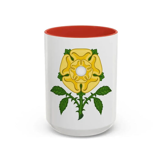 Golden Rose Badge - Accent Coffee Mug 15oz Red - Go Mug Yourself