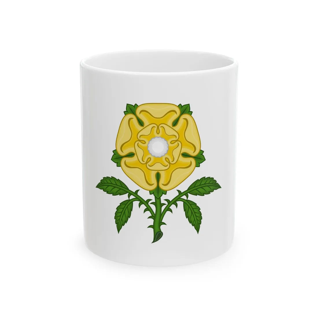 Golden Rose Badge - White Coffee Mug 11oz - Go Mug Yourself
