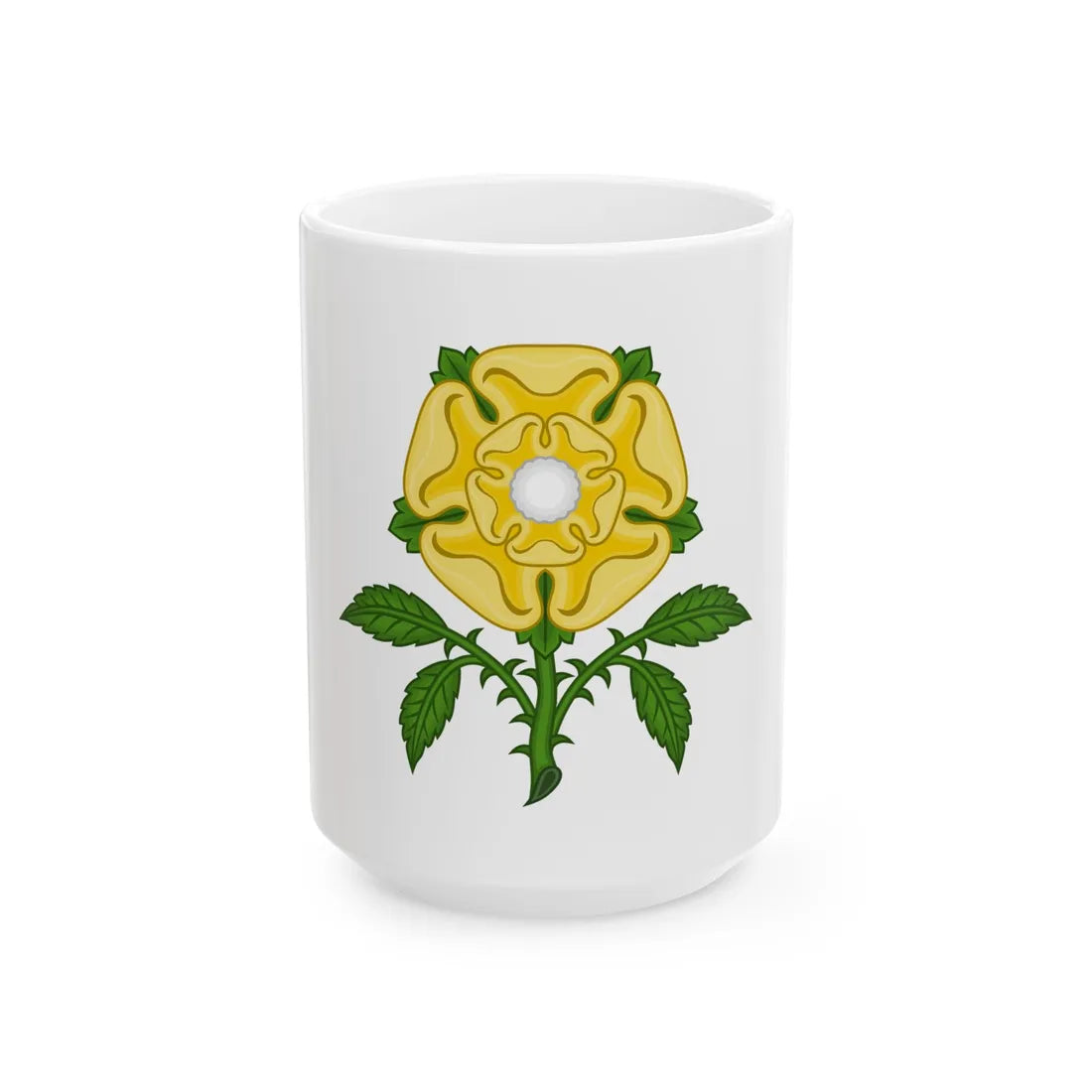 Golden Rose Badge - White Coffee Mug 15oz - Go Mug Yourself