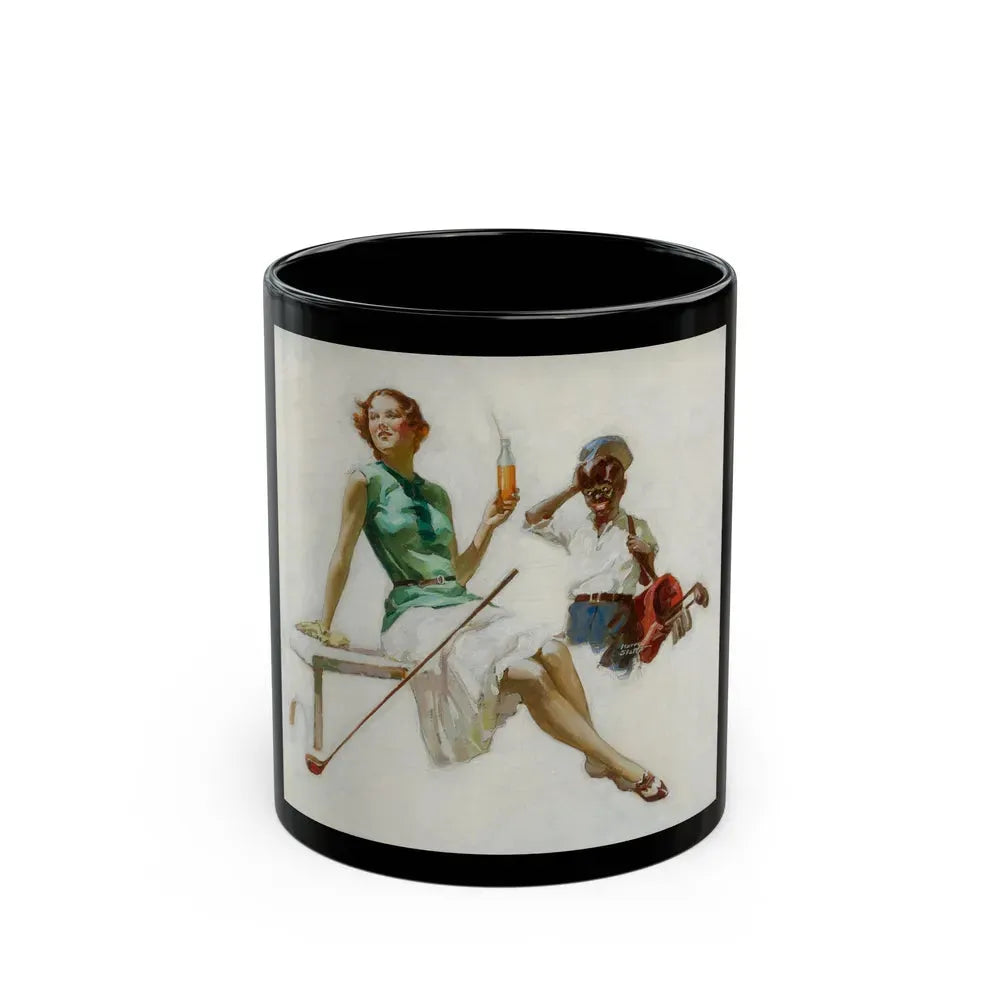 Golfers, Orange Crush advertisement, circa 1930 - Black Coffee Mug 11oz - Go Mug Yourself