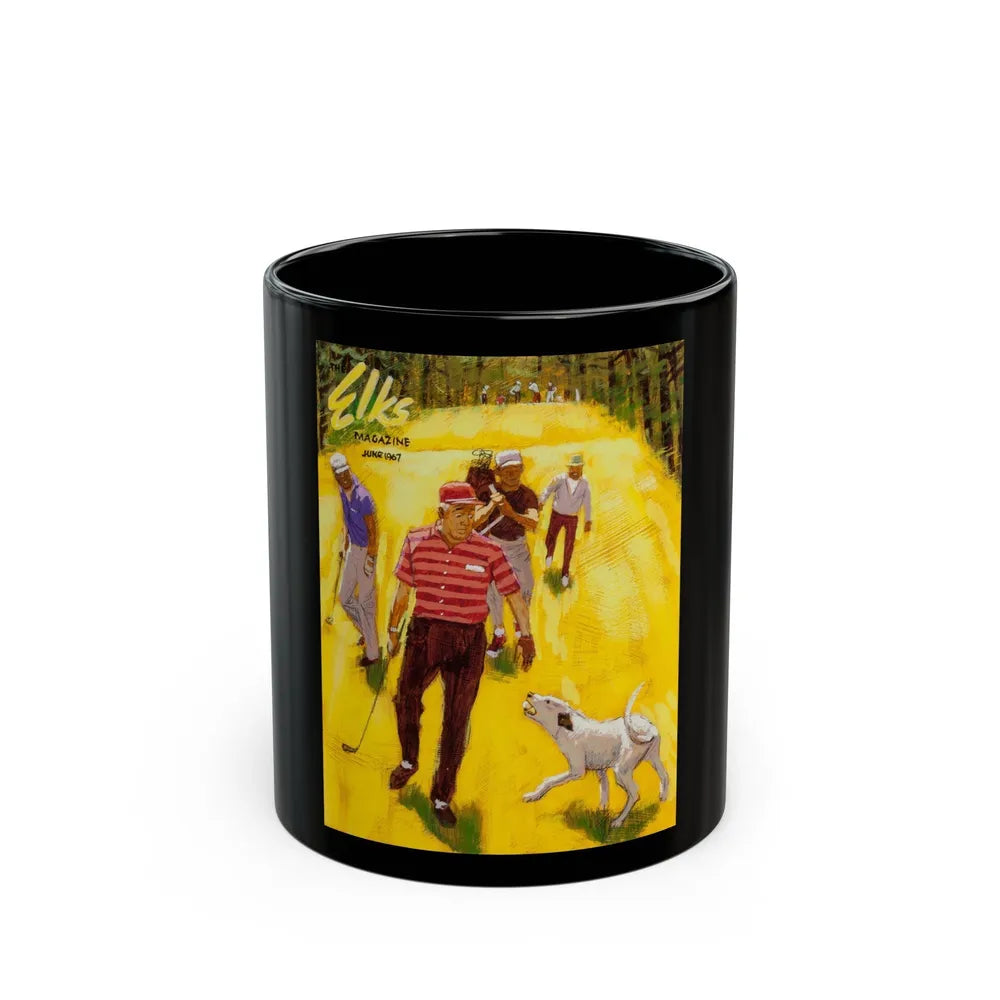 Golfers, The Elks Magazine preliminary cover, June 1967 - Black Coffee Mug-11oz-Go Mug Yourself