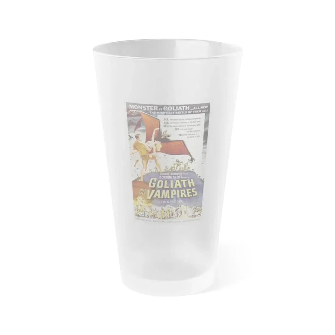 GOLIATH AND THE VAMPIRES 1961 Movie Poster - Frosted Pint Glass 16oz Default Title - Go Mug Yourself