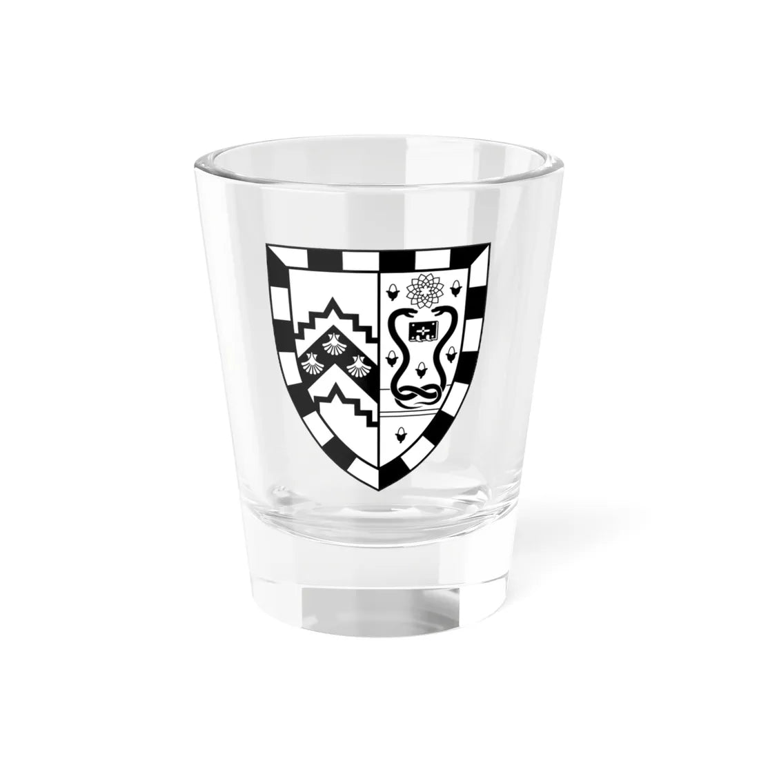 Gonville  Caius College Crest Monochrome (England) (Coat of Arms) Shot Glass 1.5oz 1.5oz - Go Mug Yourself