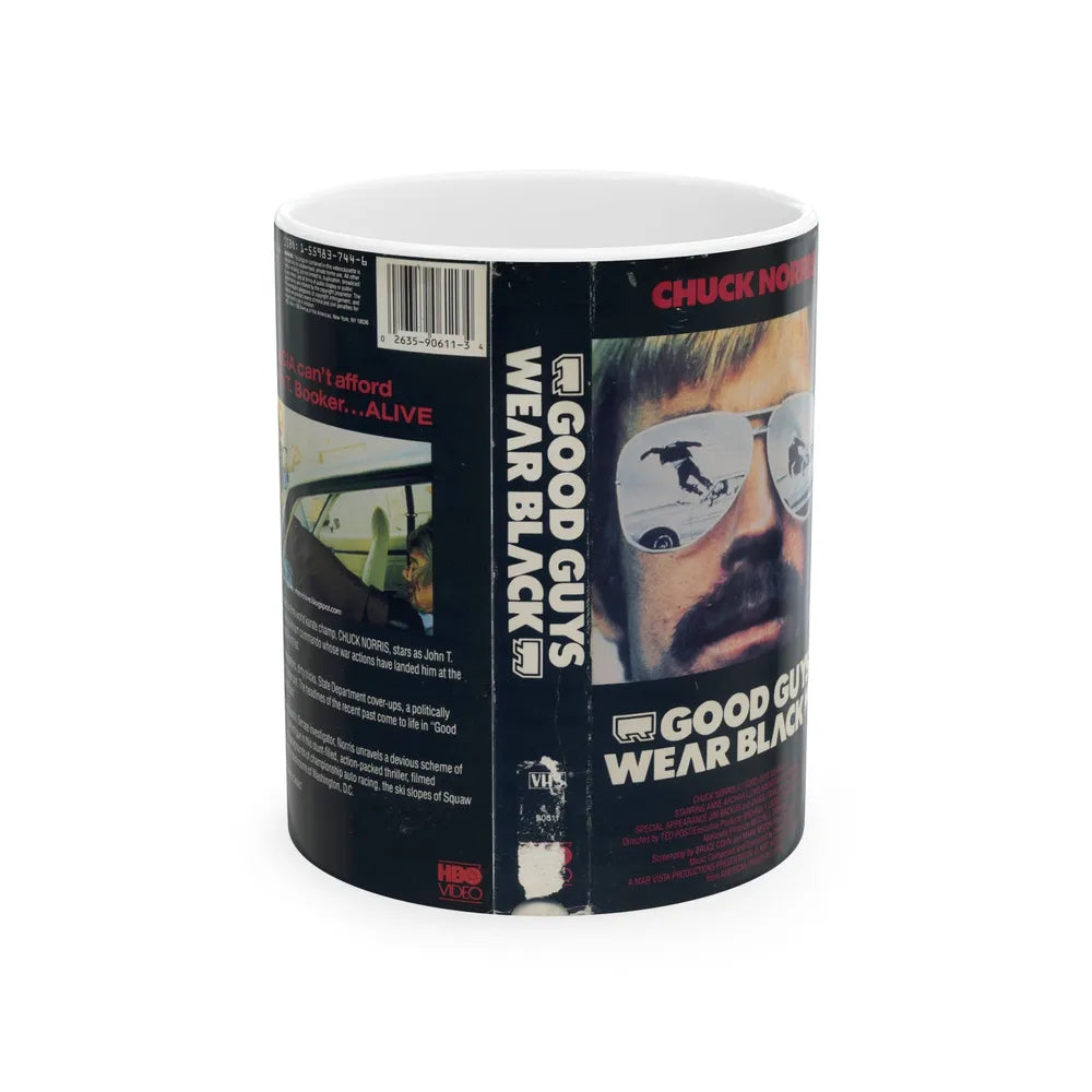 GOOD GUYS WEAR BLACK (VHS COVER) - White Coffee Mug-11oz-Go Mug Yourself