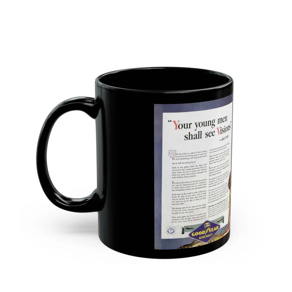 Good Year ad, Saturday Evening Post, October 23, 1943 - Black Coffee Mug-Go Mug Yourself