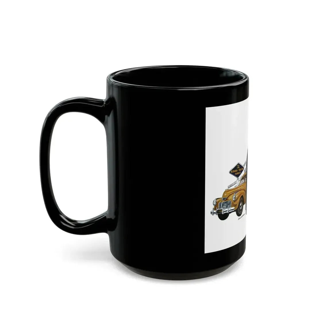 Good Year Tires, advertisement, Collier's, June 8, 1946 - Black Coffee Mug - Go Mug Yourself