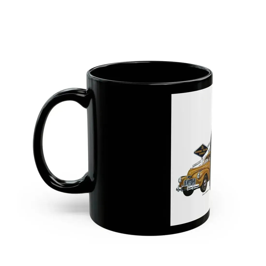 Good Year Tires, advertisement, Collier's, June 8, 1946 - Black Coffee Mug - Go Mug Yourself