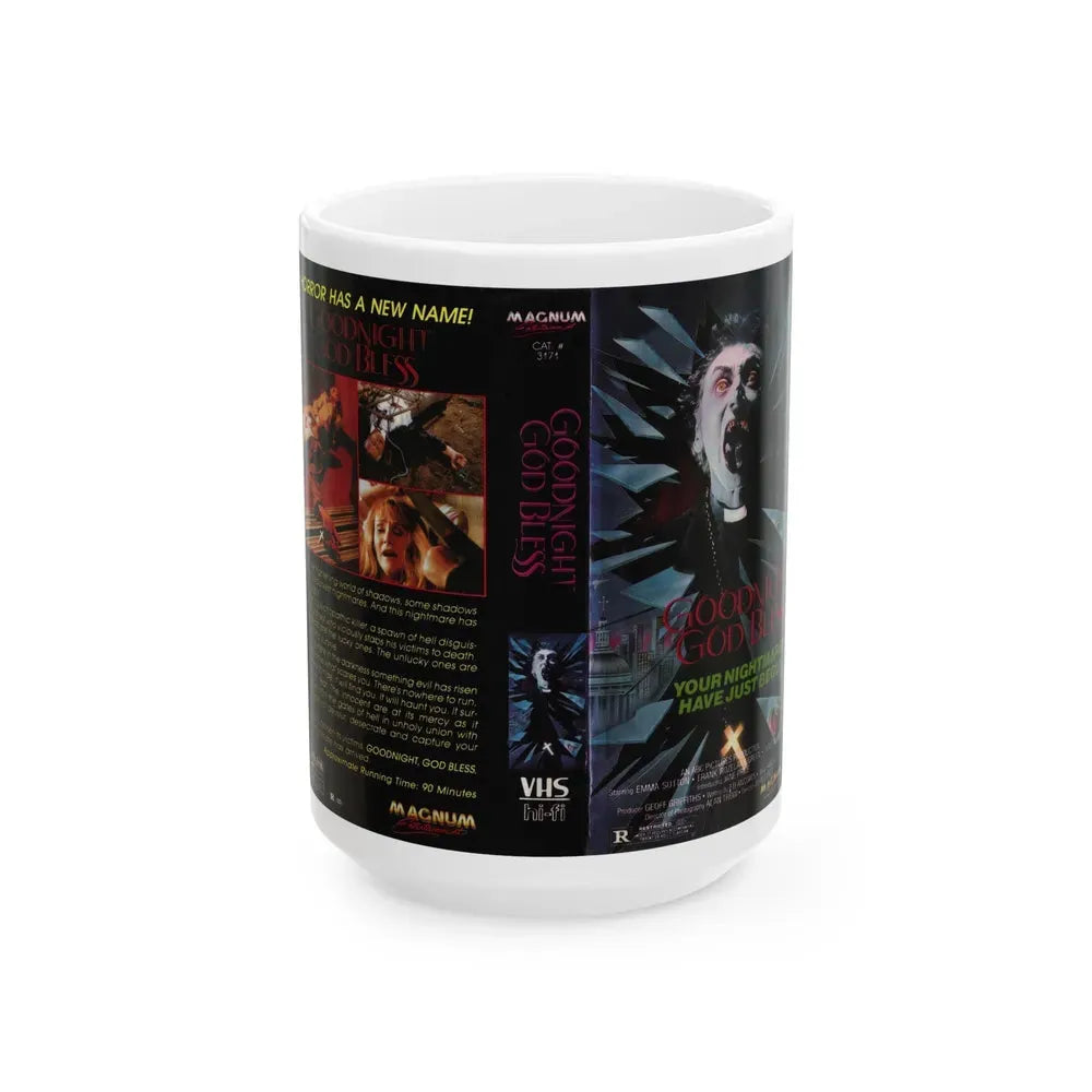 GOODNIGHT GOD BLESS (VHS COVER) - White Coffee Mug 15oz - Go Mug Yourself