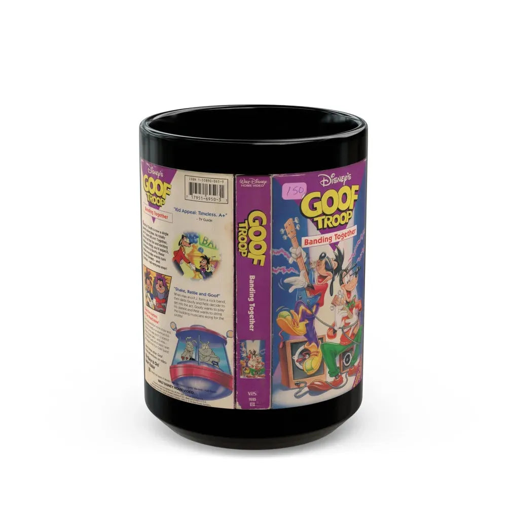 GOOF TROOP BANDING TOGETHER (VHS COVER) - Black Coffee Mug 15oz - Go Mug Yourself