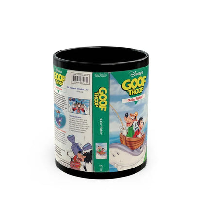 GOOF TROOP GOIN FISHIN (VHS COVER) - Black Coffee Mug 11oz - Go Mug Yourself