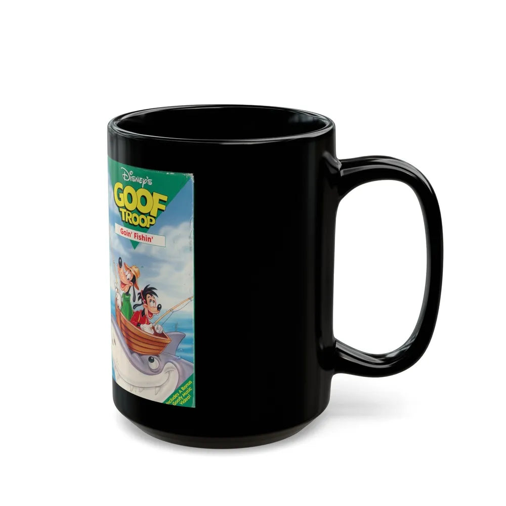 GOOF TROOP GOIN FISHIN (VHS COVER) - Black Coffee Mug-Go Mug Yourself