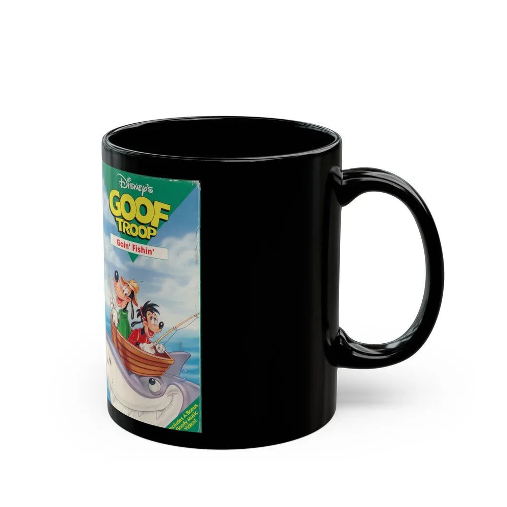 GOOF TROOP GOIN FISHIN (VHS COVER) - Black Coffee Mug-Go Mug Yourself