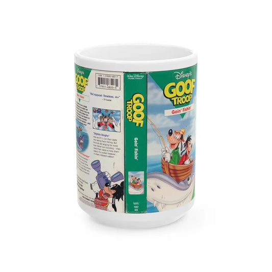 GOOF TROOP GOIN FISHIN (VHS COVER) - White Coffee Mug-15oz-Go Mug Yourself