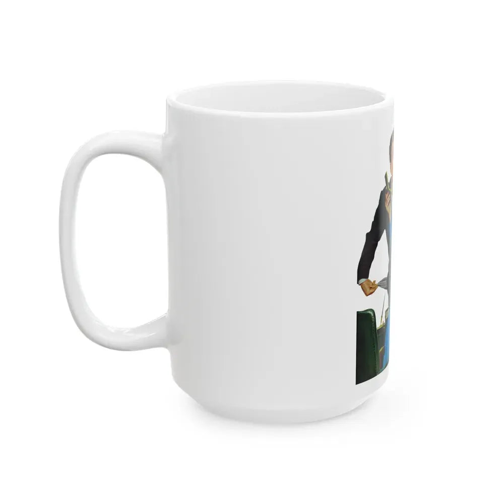 Gorgeous Skinflint, Saturday Evening Post, April 29, 1950 - White Coffee Mug - Go Mug Yourself