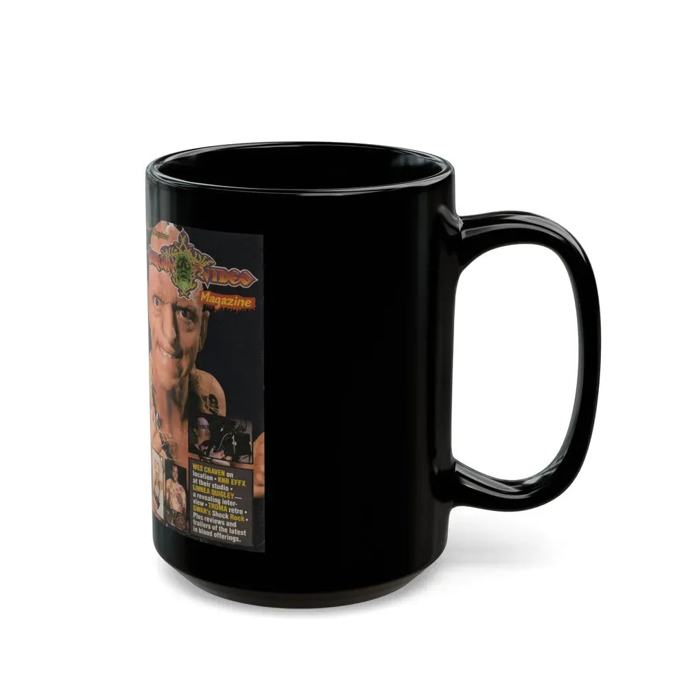 GORGON VIDEO MAGAZINE STUART SHAPIRO GWAR LINNEA QUIGLEY (VHS COVER) - Black Coffee Mug - Go Mug Yourself