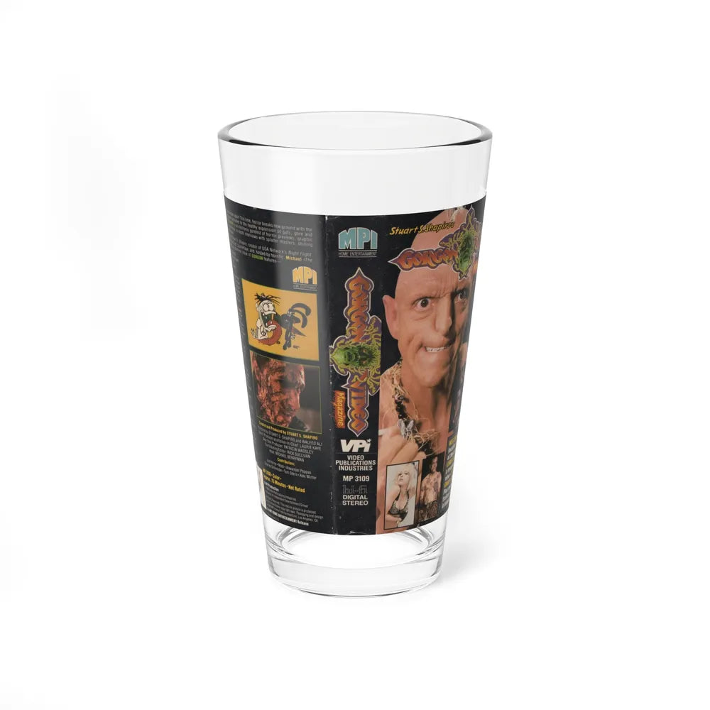 GORGON VIDEO MAGAZINE STUART SHAPIRO GWAR LINNEA QUIGLEY (VHS COVER) Pint Glass 16oz-16oz-Go Mug Yourself