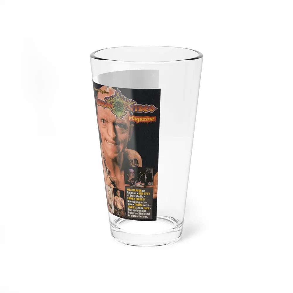 GORGON VIDEO MAGAZINE STUART SHAPIRO GWAR LINNEA QUIGLEY (VHS COVER) Pint Glass 16oz-Go Mug Yourself