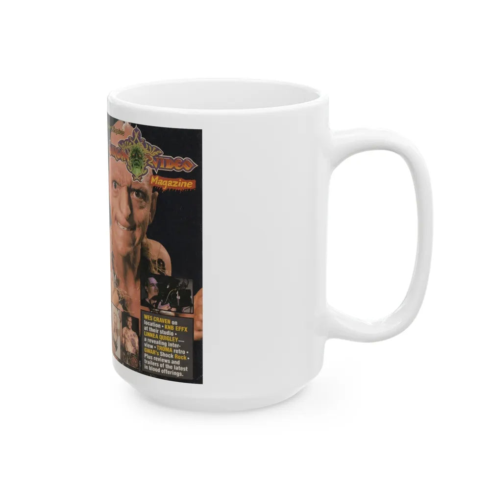 GORGON VIDEO MAGAZINE STUART SHAPIRO GWAR LINNEA QUIGLEY (VHS COVER) - White Coffee Mug-Go Mug Yourself