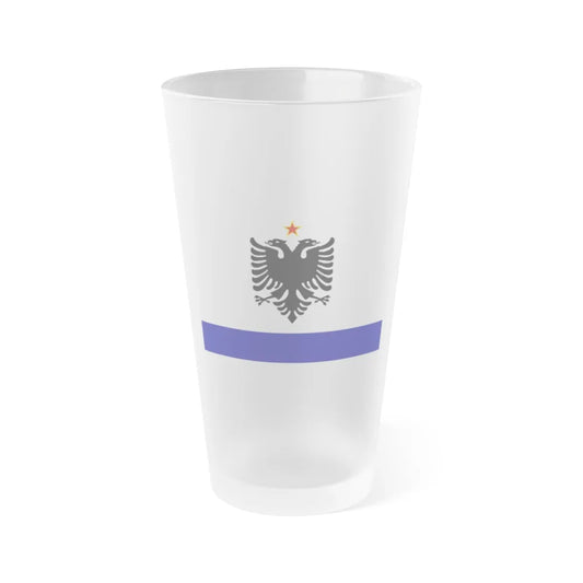 Government Ensign of Albania 1958 to 1992 - Frosted Pint Glass 16oz-16oz-Frosted-Go Mug Yourself